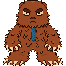 a sprite of a large, menacing (but cute) bear wearing a necktie.